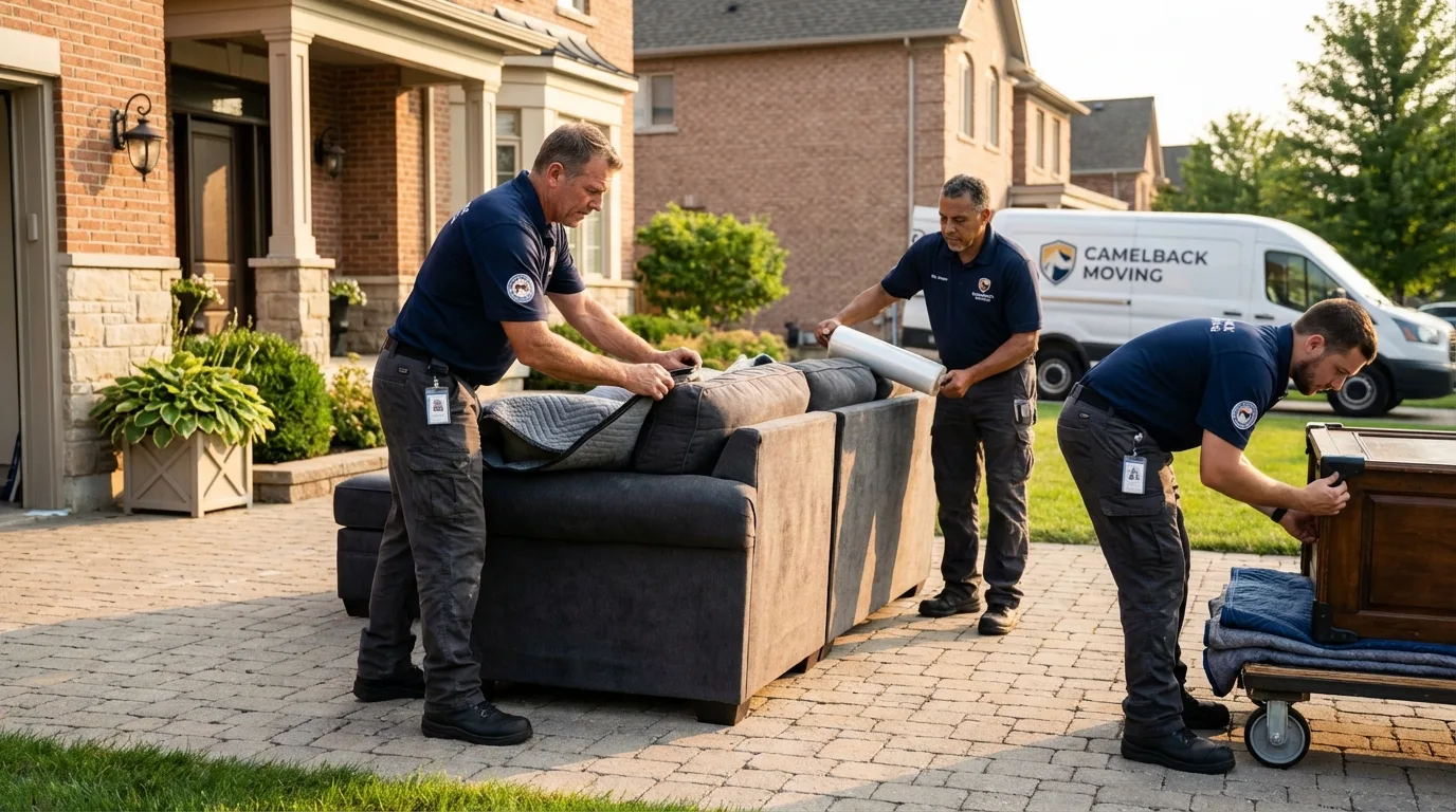 Large estate moving crew wrapping furniture in Holton, KS
